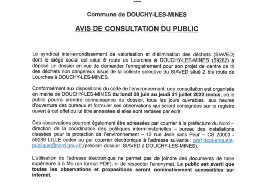 Avis de consultation du public